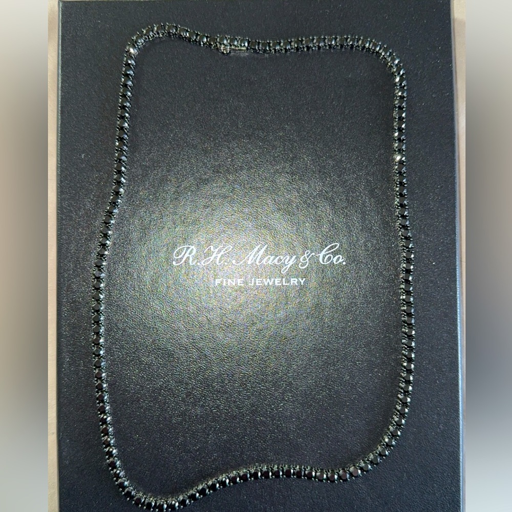Black Cubic Zirconia (4mm) Men’s Tennis Necklace 22 inches.